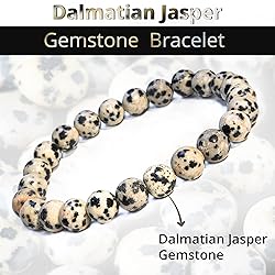 Natural Dalmatian Jasper Gemstone Bead Bracelet