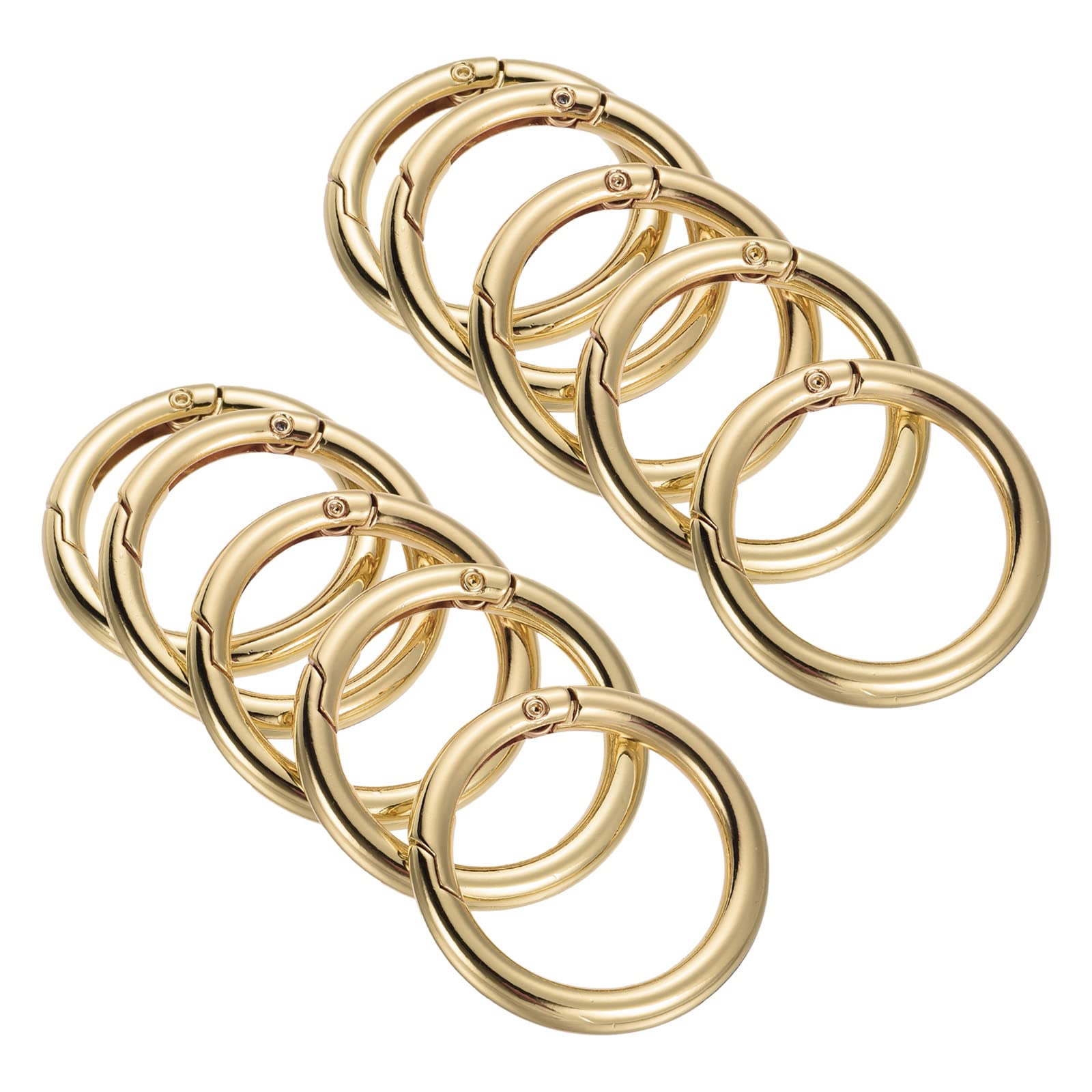 PATIKIL 42x31x5.5mm Spring Gate O Rings, 10 Pack Round Snap Clip Zinc Alloy for Keyrings Buckle, Light Gold
