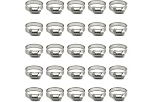 QIZPCER 25 Pack Stainless Steel Hose Clamps, 3/4 inch to 1-1/8 inch Worm Gear Metal Hose Clamps for Pipe, Dryer Repair, Tubing and Fuel Line
