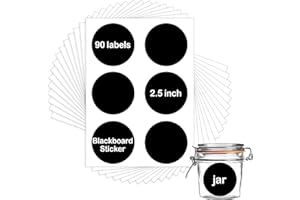 SMARSTICKER Chalkboard Labels Sticker 2.5 inch Round Erasable Reusable Blackboard Mason Jar Lid Canning Label for Decorating Mason Jars, Pantry, Home and Office & Craft DIY 90 pcs