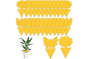 FINEFIX 40PCs Fungus gnat Trap Yellow Sticky Traps for Plant gnats Wide and Improved Stickiness Non-Toxic Odorless gnat Traps for House Indoor and Outdoor Household Plants, Kitchen Pet & Kids Safe