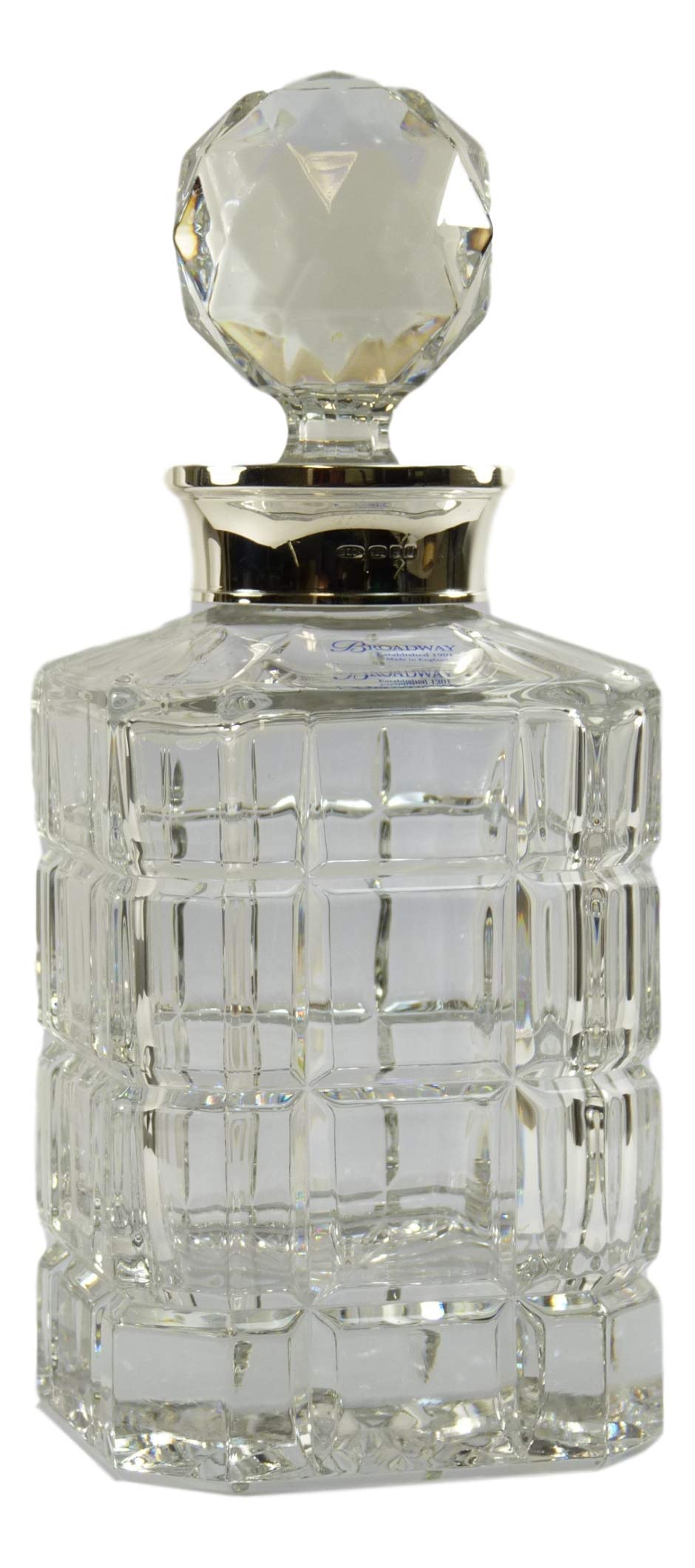 Broadway & Co - Silver & Crystal - Cross Cut Decanter - 10"