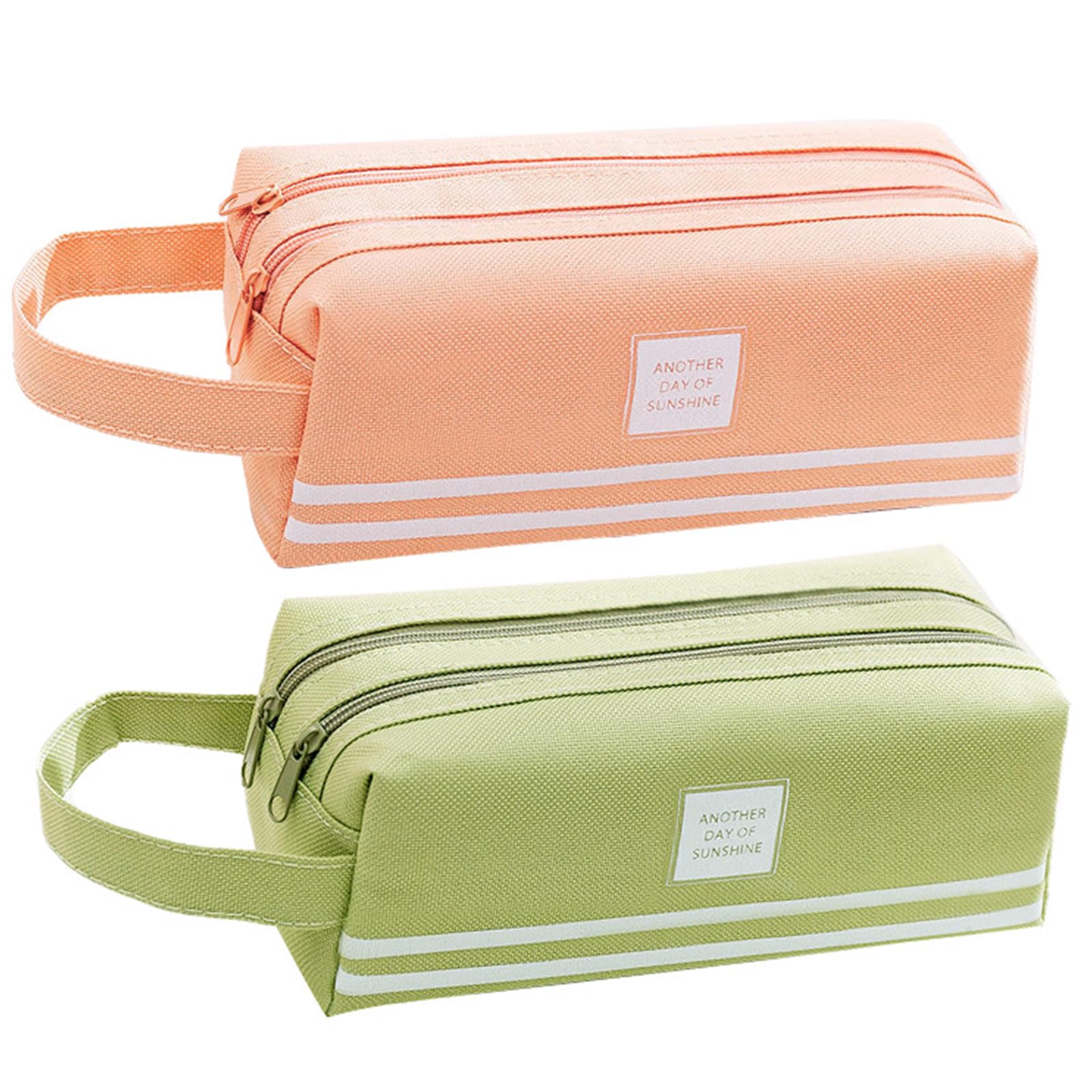 fruitery 2PCS Large Pencil Case with Double Zipper, Pencil Pouch for Stationery Supplies, Special Exam Pencil Case for Kids & Adult, Cheap & Cute Pencil Cases (Pink and Green)