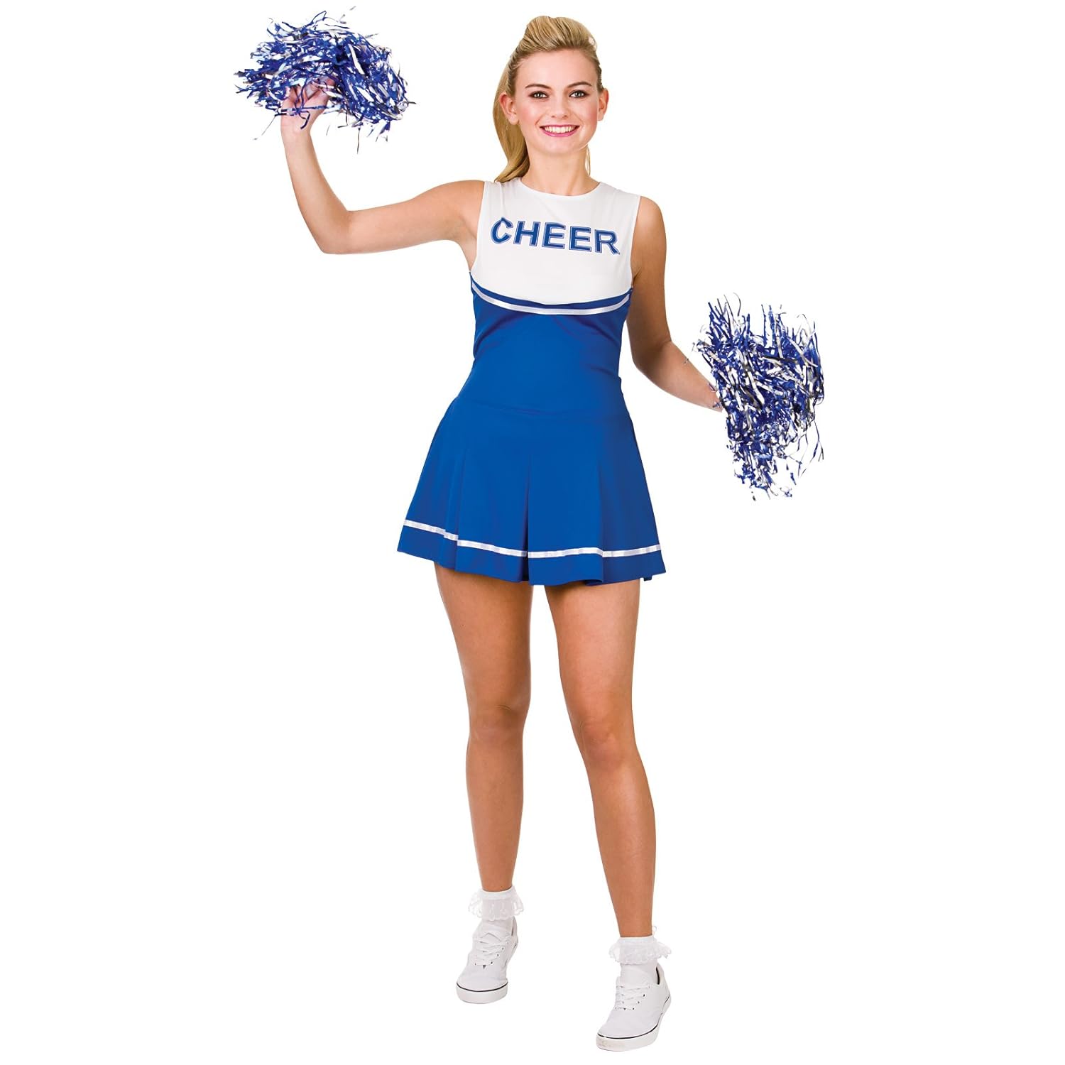 Cheerleader (Blue & White) Adult Costume Lady S (UK1012) Amazon