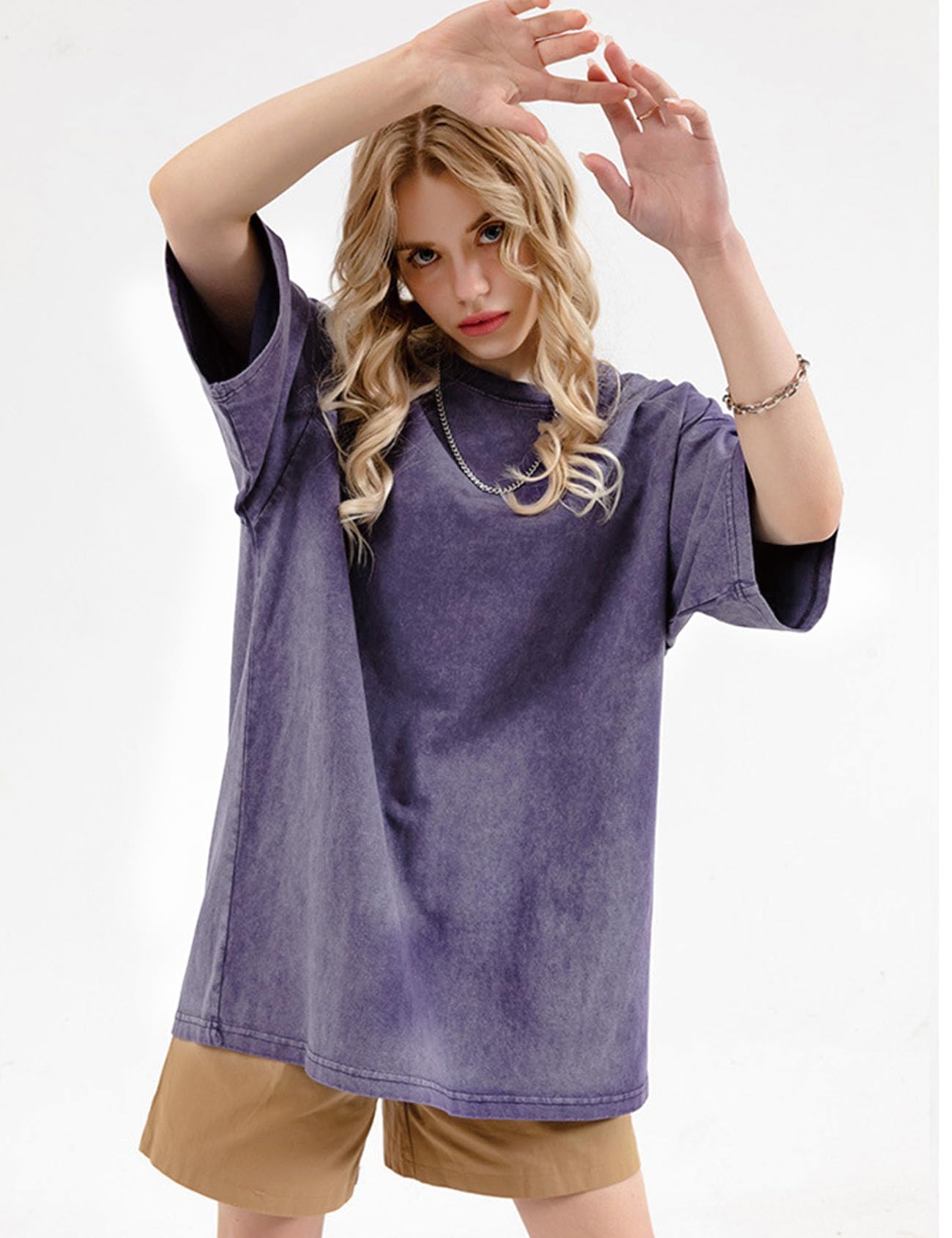 Flygo Men's Oversized T-Shirts Vintage 280G Heavy