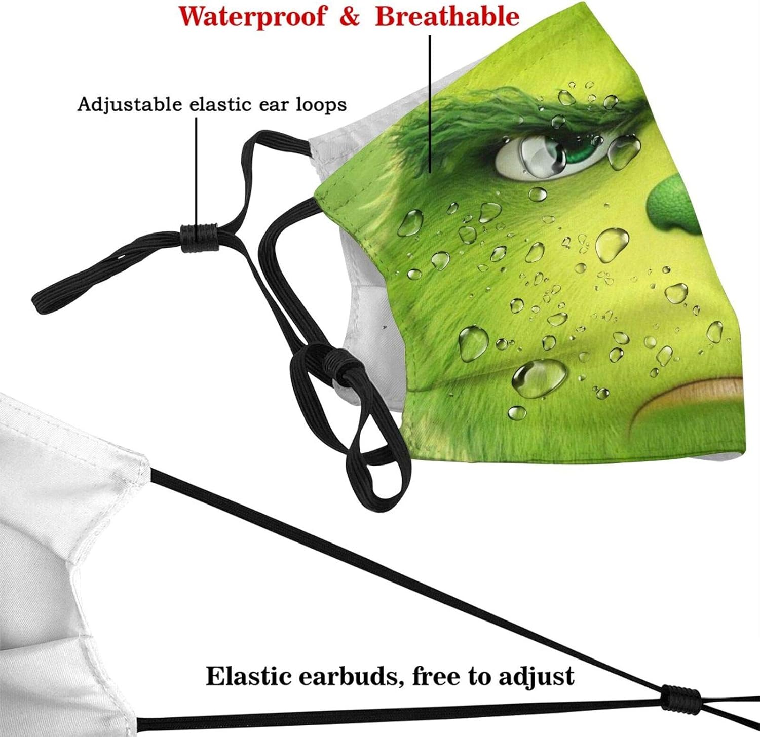 The Grinch Kids Children's Soft Face Mask Reusable with Adjustable Ear Straps Face Balaclava for Girls Boys: Clothing