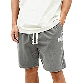 HOTake Mens Corduroy Shorts Casual 7 Inch Elastic Waist Drawstring Summer Beach Loose Fit Shorts