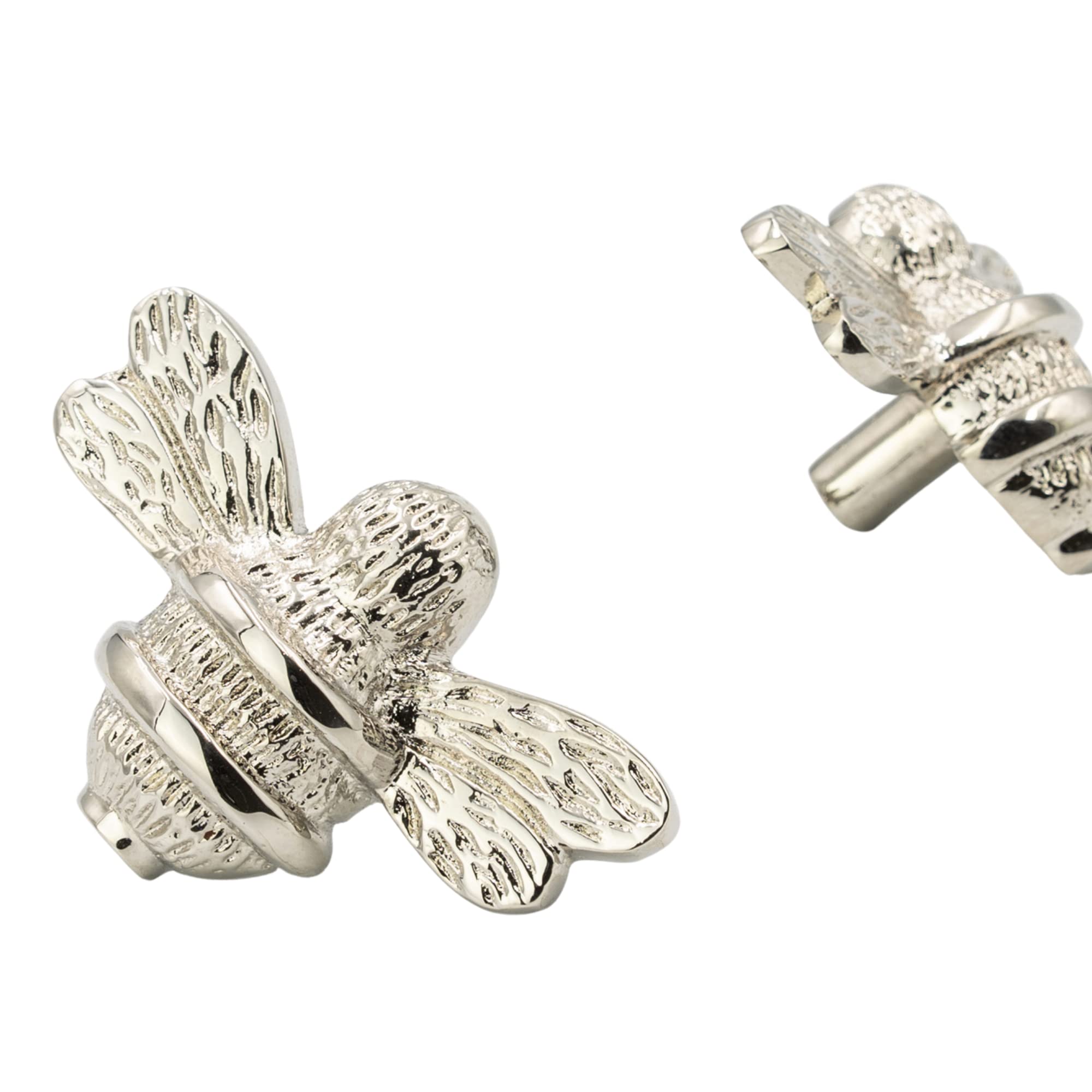 Brass bee 2 x Silver Solid Drawer Knob Handles | Drawer Handle | Bee Cabinet knob | Cupboards, Doors, Cabinets & Drawers for Kitchen, Wardrobe, Chest, Drawer Pull (Silver) — image 1