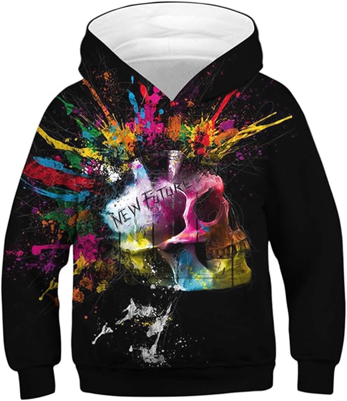 Goodstoworld 3D Hoodies Niño Niña Sudaderas con Capucha Unisex Sudadera Divertida Impresión Pullover Mangas Largas Sweatshirt Bolsillos 4-16 Años