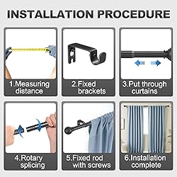 Authandis Black Curtain Rods for Windows with