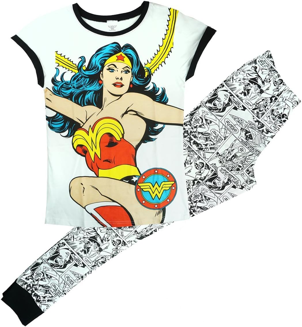 Womens Official DC Comic Print Wonder Woman Gift Pyjamas Plus Sizes from 8 to 22