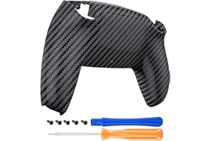 eXtremeRate Graphite Carbon Fiber Patterned Soft Touch Custom Back Housing Bottom Shell Compatible with ps5 Controller, Soft 