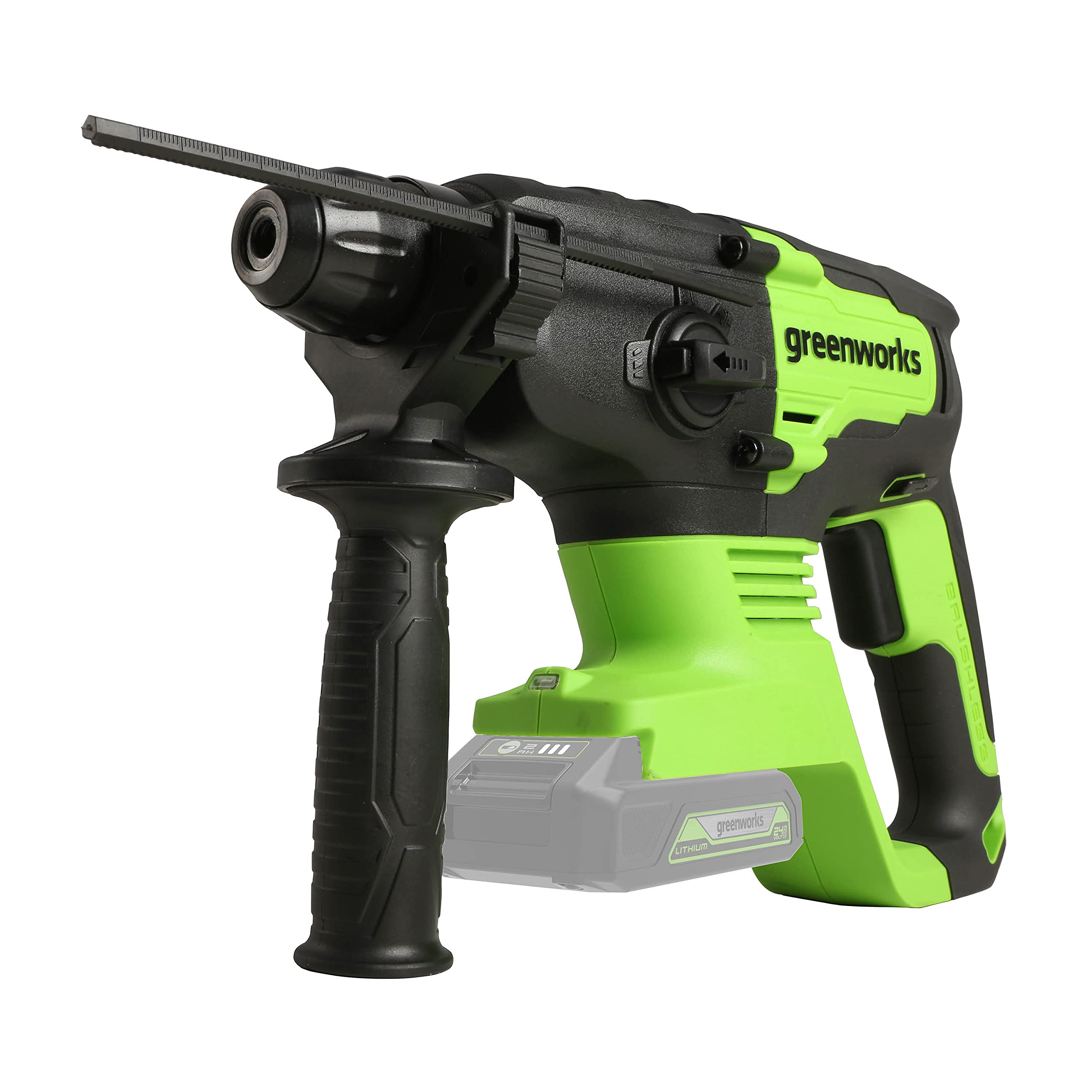 Greenworks GD24SDS2 Cordless SDS Hammer Drill with Brushless Motor, 0-1000rpm, 0-4500ipm, 2 Joules Torque, WITHOUT 24V Battery & Charger, 3 Year Guarantee