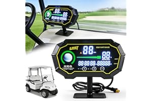 New Golf Cart GPS Speedometer, UNIGT Golf Car Battery Meter Voltage Digital Player with Dual Odometer & Time Display, Side QC