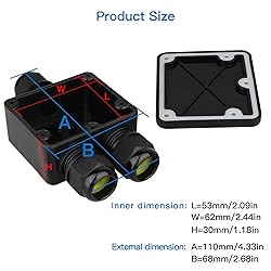 Helunsi 2 Pcs Waterproof Junction Box 3 Way, IP68