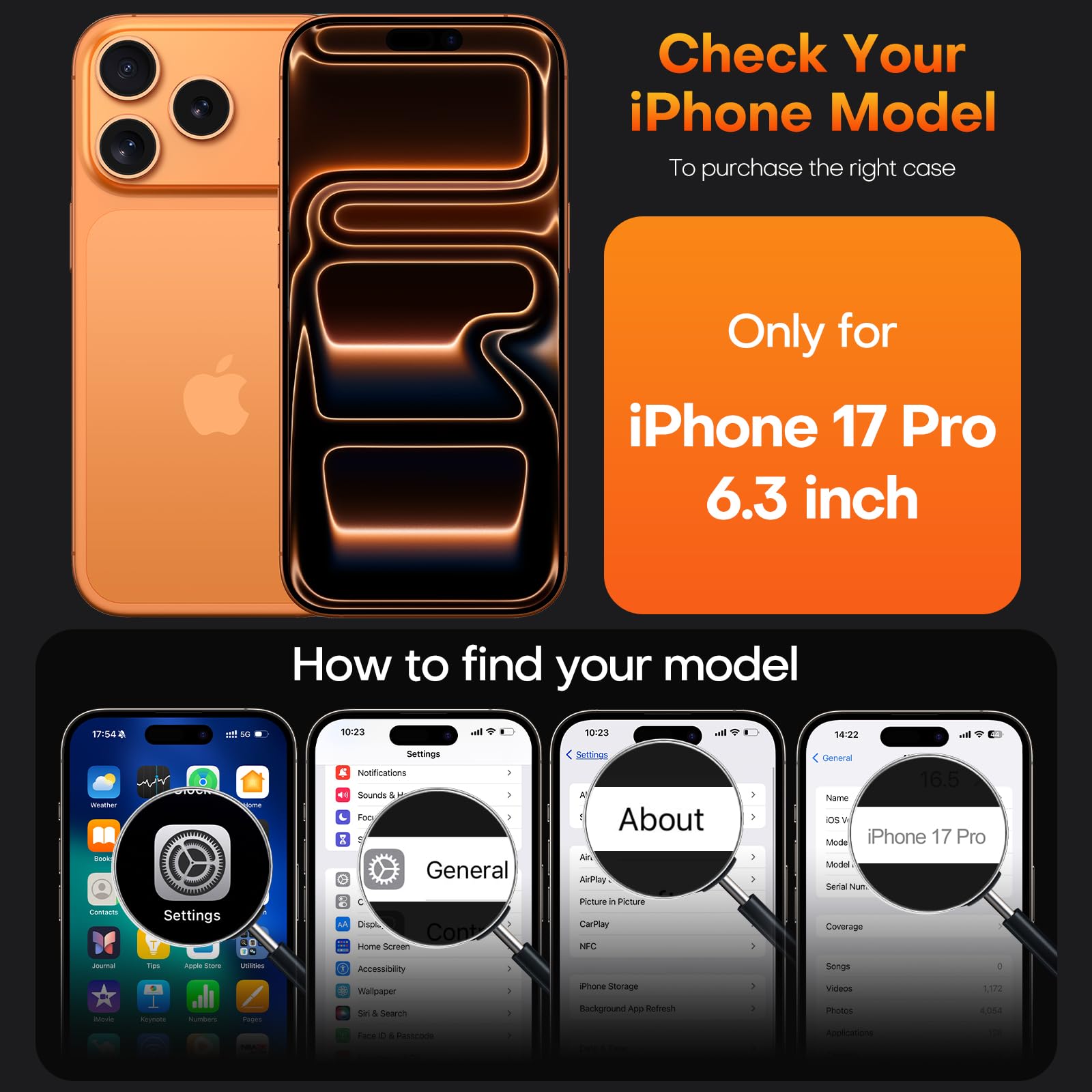TAURI for iPhone 17 Pro Case, [Full Camera Protection] with HD Screen Protector, Not-Yellowing Military-Grade Protection Shockproof Slim Phone Case for iPhone 17 Pro 6.3 inch, Clear