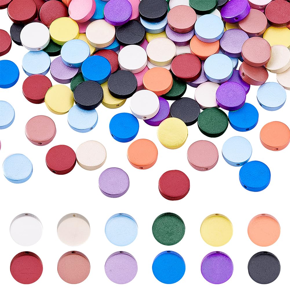 PH PandaHall 240pcs Wood Beads, 12 Color Wooden Coin Beads 15mm Flat Round Wood Craft Beads Colorful Circle Discs Beads Spacer Slices Beads Loose Beads for Garland Craft Earring Jewellery Making