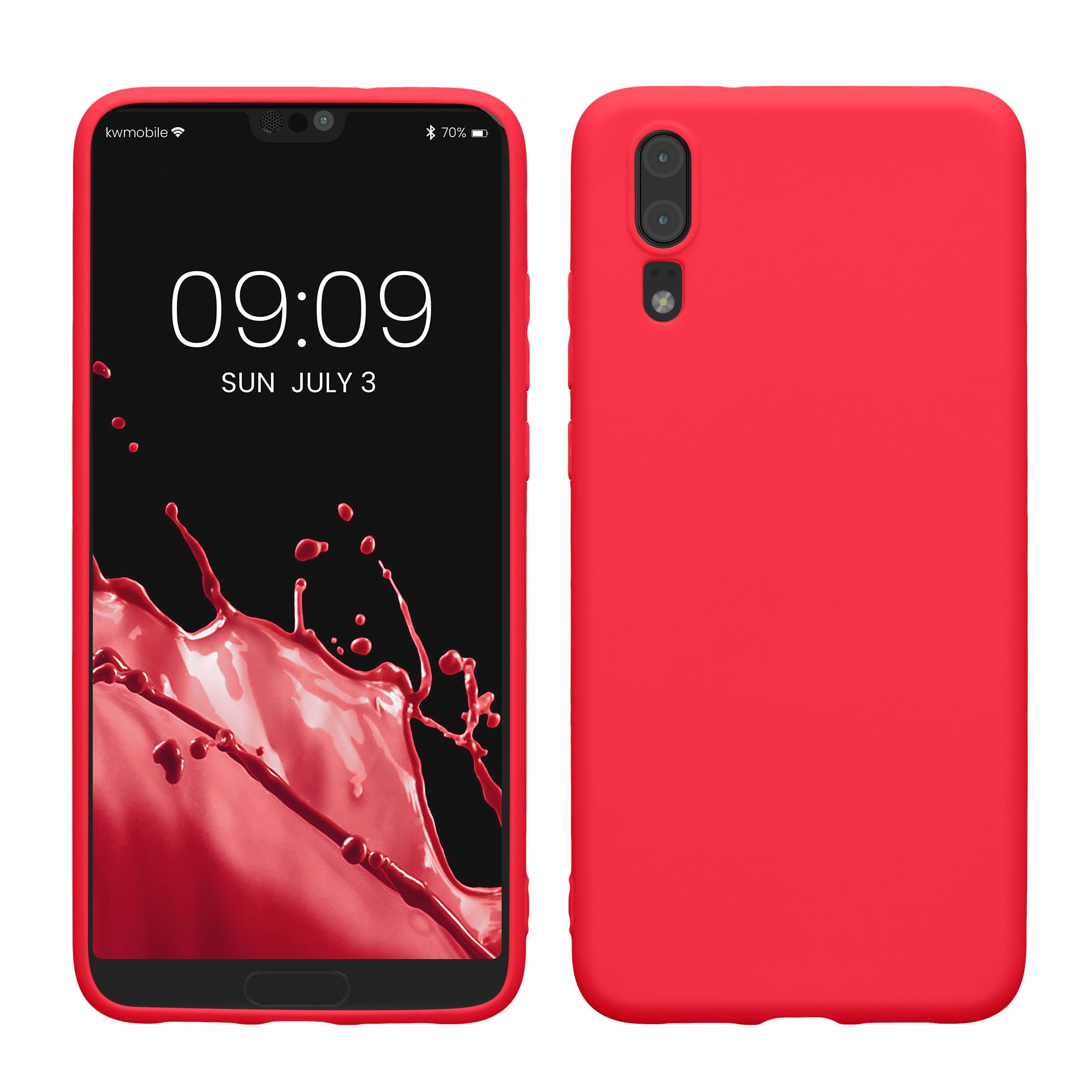 kwmobile Case for Huawei P20 Case - Soft Cover - Shockproof TPU Material - Wireless Charging - Neon Pink — image 1