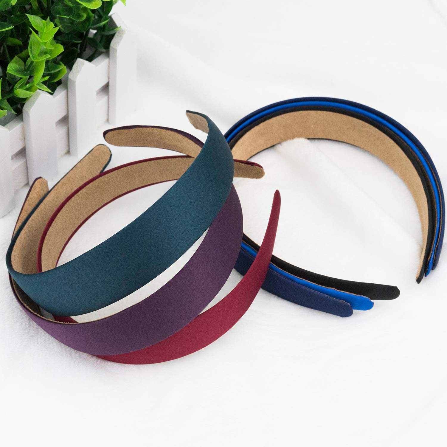 EAONE 16 Pieces Satin Headband Hard Headbands Wide Anti-slip Ribbon Hair Bands for Women Girls with 1 pouch bag, 1.2 Inch, 16 Colors : Beauty
