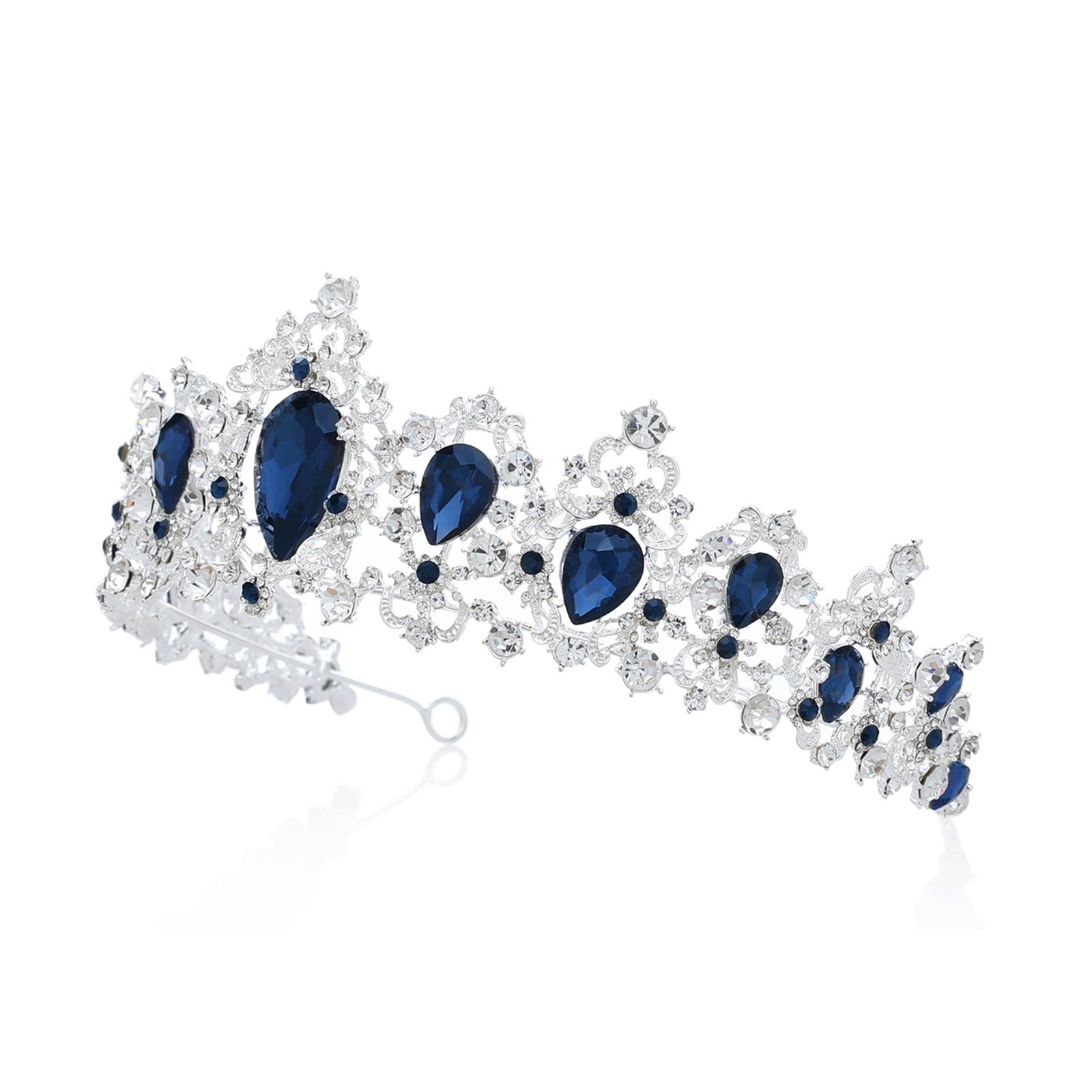 SWEETV Royal CZ Crystal Tiara Wedding Crown Princess Headpieces Bridal