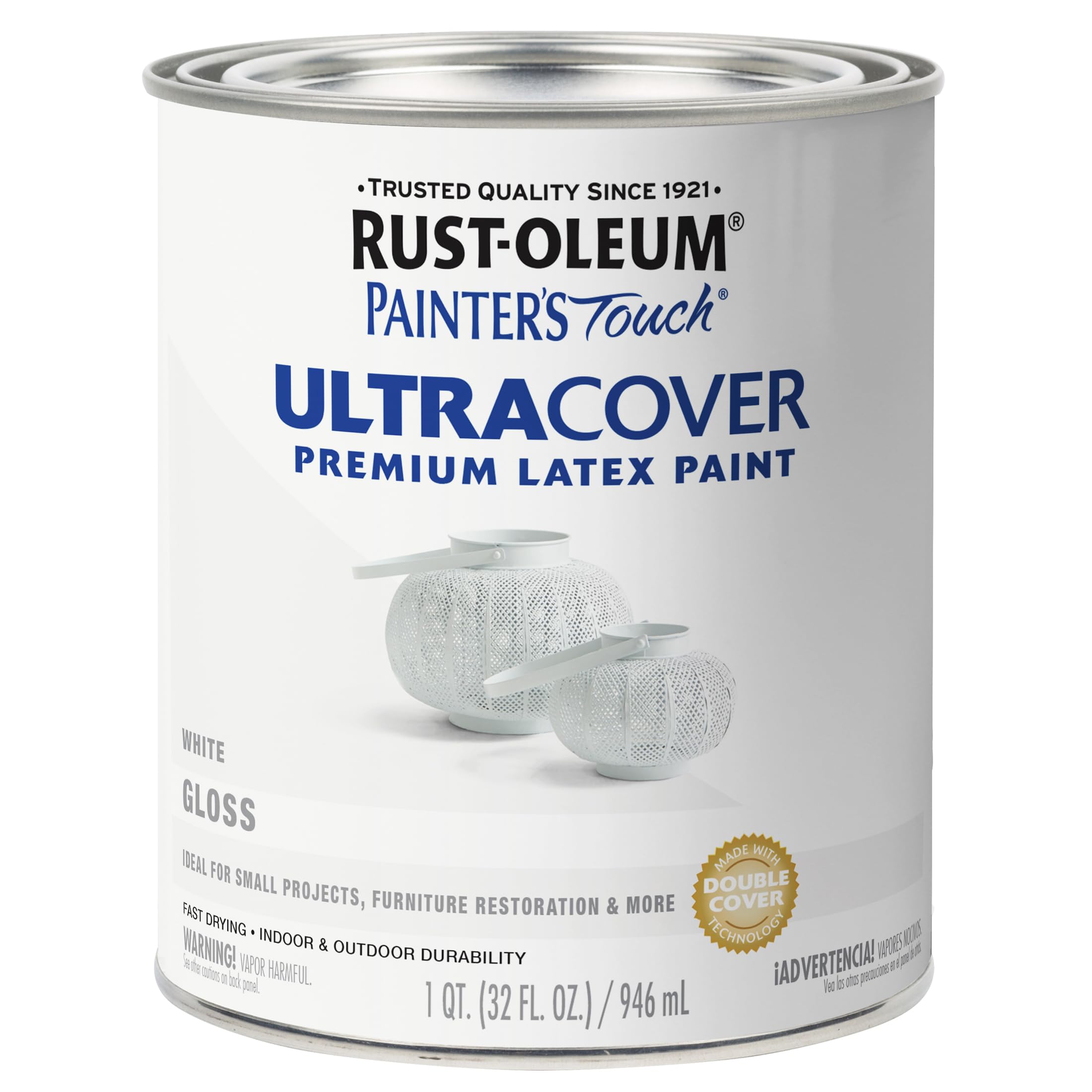 Photo 1 of Rust-Oleum 1992502 Painter's Touch Latex Paint, Gloss White 32 Fl Oz, 1 Quarts (Pack of 1)