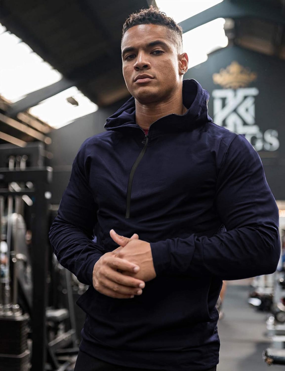 LecGee Men's Hooded Sweatshirt Casual Long Sleeve Pullover Hoodie 1/2 Zip Hoodies with Pockets at  Men’s Clothing store