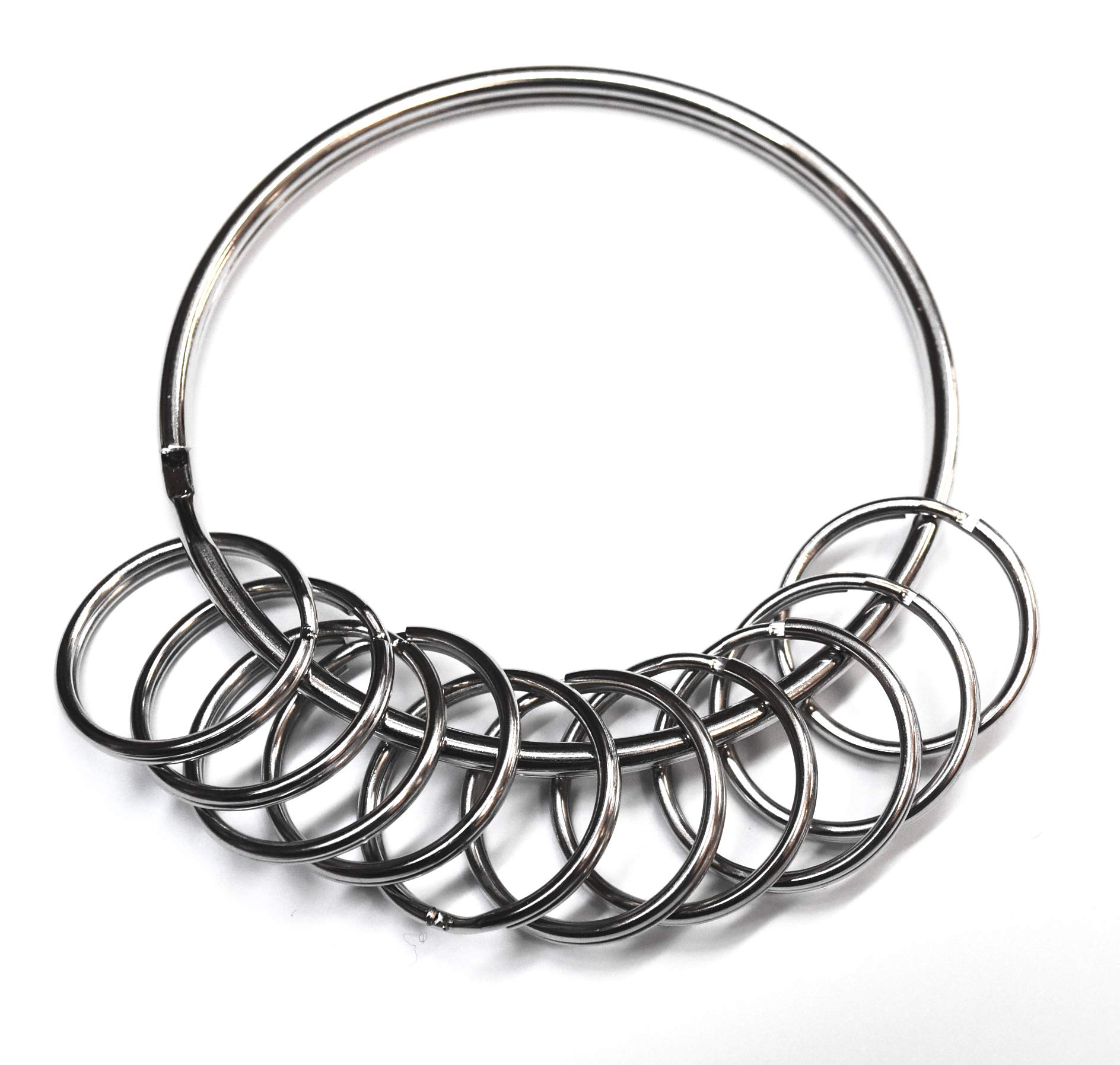 Very Large Jailers Heavy Duty Nickel Plated Split Rings 76mm with 10 25mm Split Rings