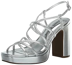 Anne Klein Women's Zenon Heeled Sandal, Silver, 7
