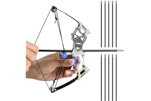 SQLWYLAT Mini Bow and Arrows Set Compound Bow Stainless Steel Material Catapult Bow Archery Gift for Target Shooting Outdoor Games Sling Shot