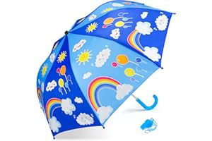 EAONE Kids Umbrella, Windproof Auto Open Stick Umbrellas for Rain Toddler Girls Boys…