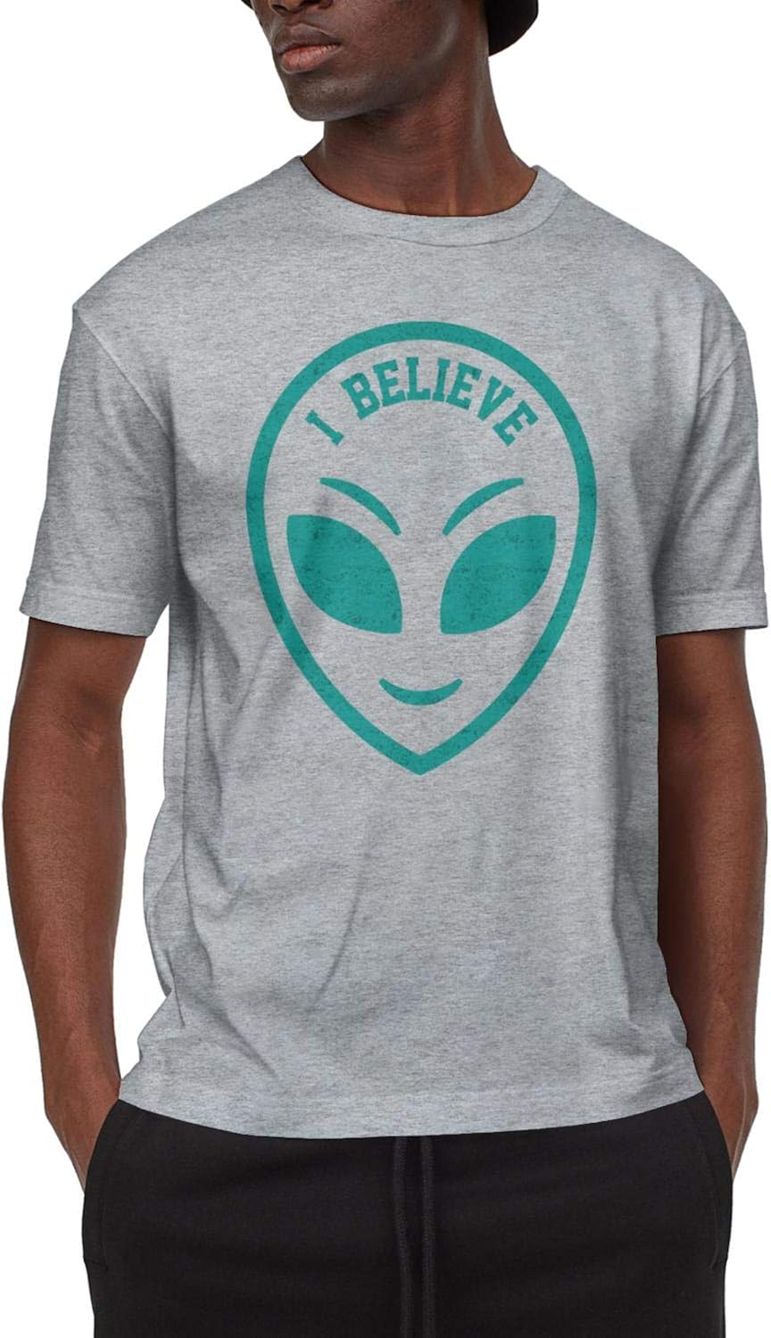 Amazon.com: I Believe in Aliens T Shirts for Men Summer Shirts Tee
