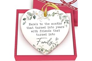 GOSSBY Friendship Ornament for Women for Friend - Friends That Turned into Family - Heart-Shaped Ceramic Xmas Decoration for Tree 2025