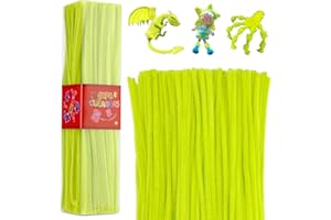 Mnuizu 200pcs Pipe Cleaners,Pipe Cleaners Chenille Stems for Craft, Fuzzy Sticks Christmas Craft Supplies for DIY Art & Creative Crafts Decorations（Fluorescent Yellow）