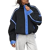 Aimiray Fleece Jackets Women Long Sleeve Zip Up Stand Collar Sherpa Jackets Warm Soft Trendy Teddy Outerwears with Pockets