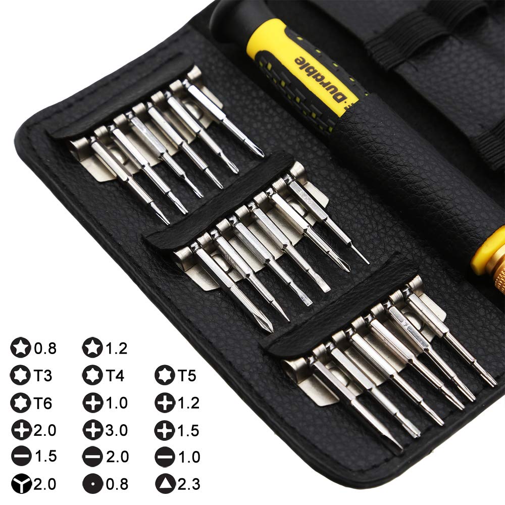 E.Durable Pro Bit Driver Kit, Precision Electronics Multi-Tool Screwdriver Set, Safe Opening Tool, with ESD Tweezers, Portable Double-ended Metal Spudger, Plastic Pry Bar, etc