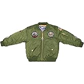Up and Away Children's Medium-Weight MA-1 Flight Jacket in Green With Seven Patches