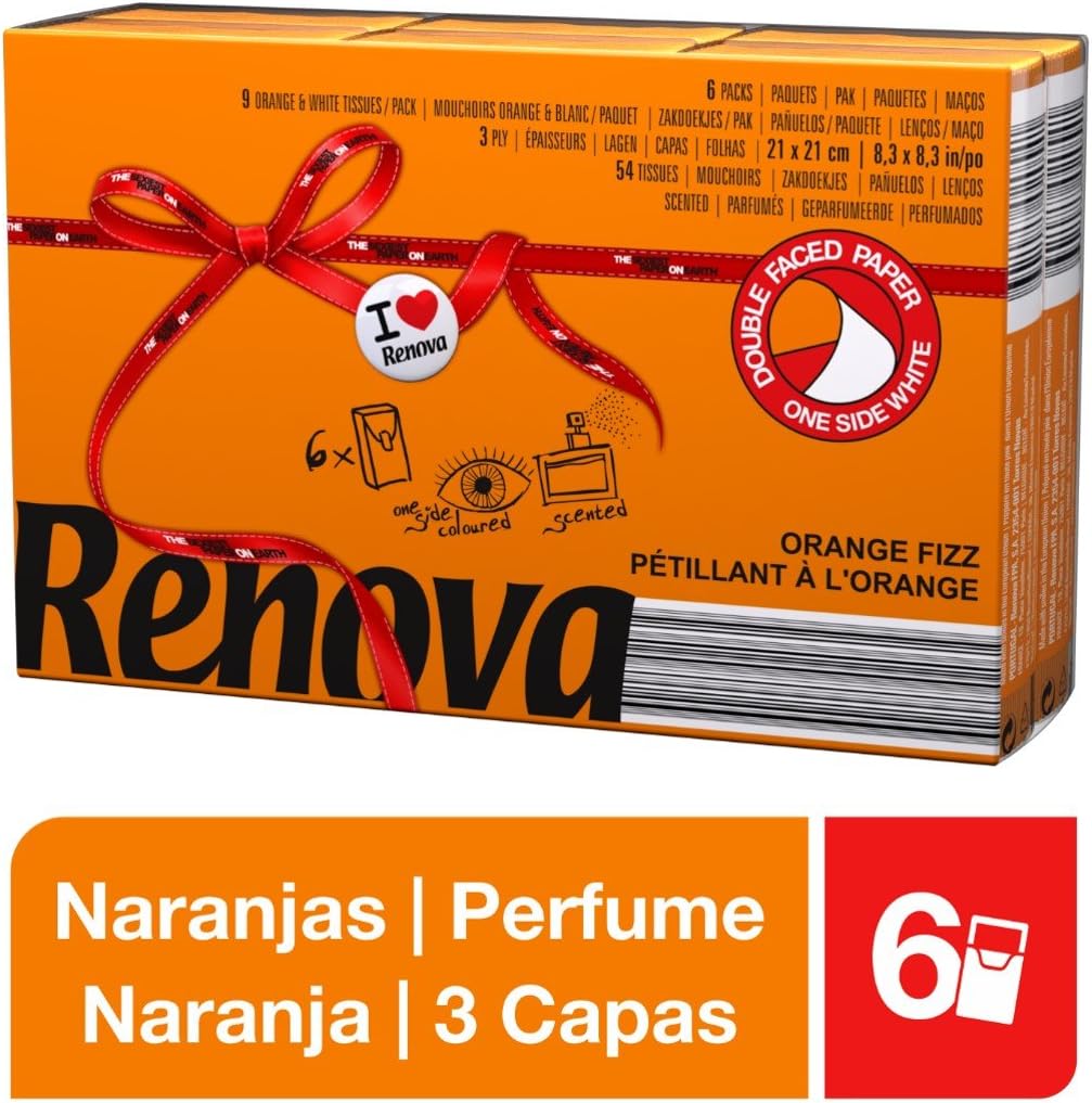 RENOVA Orange Fizz Pocket Tissues 6 Packs, Orange,red, 1 count (Pack of 6) - Image 3