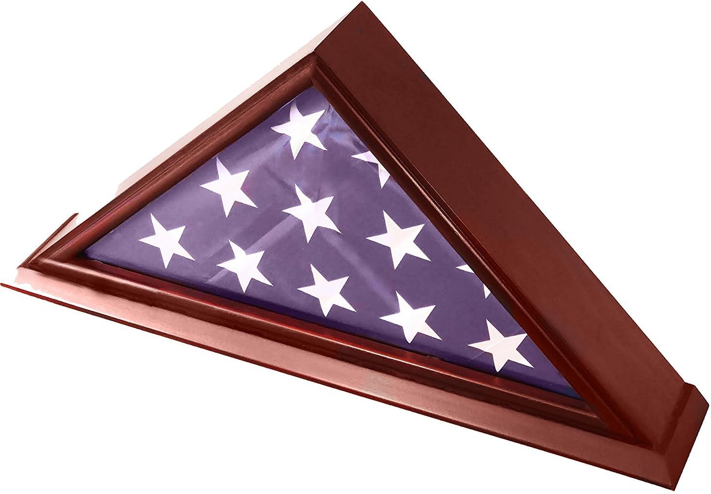DECOMIL 5x9 Flag Display Case for American Veteran Burial Flag - Clear Glass Front, Solid Wood, Cherry Finish, Wall Mounted - Folded Flag Shadow Box