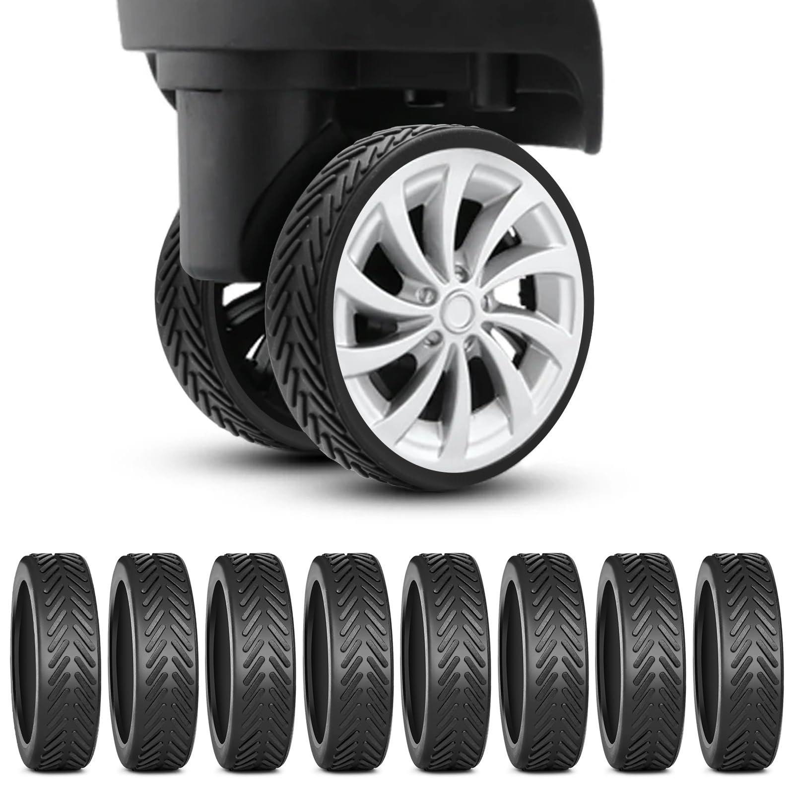 Luggage Wheel Covers, Luggage Wheel Protector for Suitcase 8Pcs Luggage Compartment Wheel Protection Cover Suitcase Wheel Covers (Black)