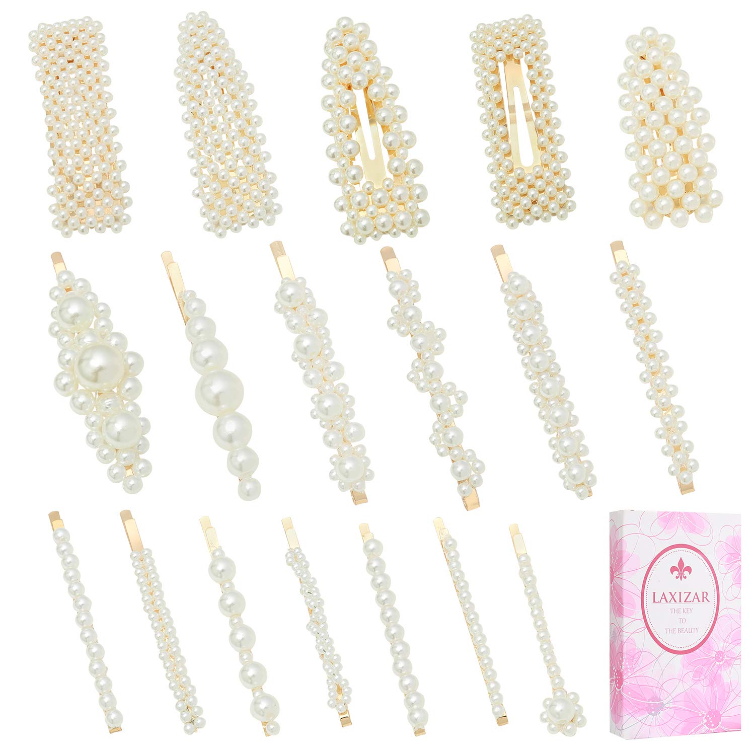18 Pcs Pearl Hair Clips Large Hair Clips Pins Barrette Hair for Women Girls Fashion Hair Accessories : Beauty