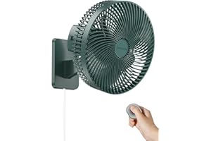 COMOISTAR 10 Inch Wall Mount Oscillating Fan with Remote and Timer, Small RV Fan with Powerful 4 Speeds, 90° Oscillation,60° Adjustable Tilt, 5.92 ft Wire, Quiet Corner Fans for Bedroom, Indoor Bathroom