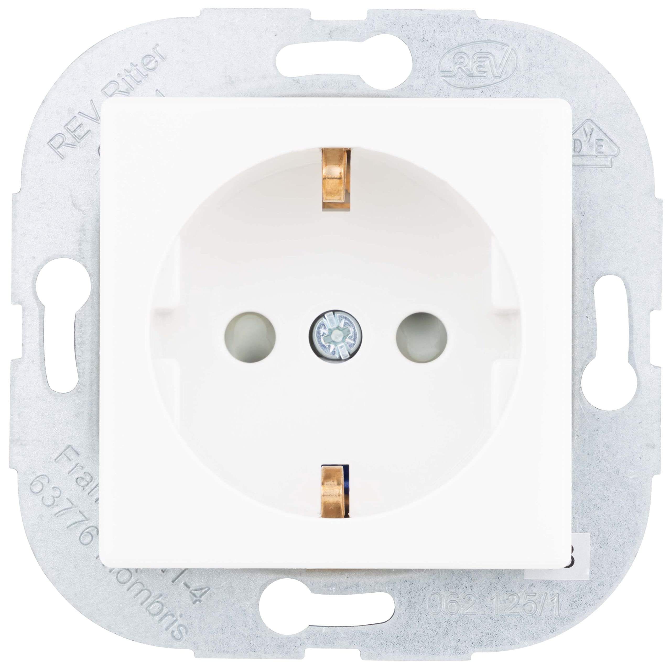 REV Quadro Flush-Mounted Socket with Cover, White — image 1