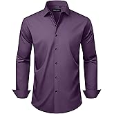 Alimens & Gentle Men's Long Sleeve Dress Shirts Wrinkle Free Stretch Wedding Business Casual Button Down Shirt