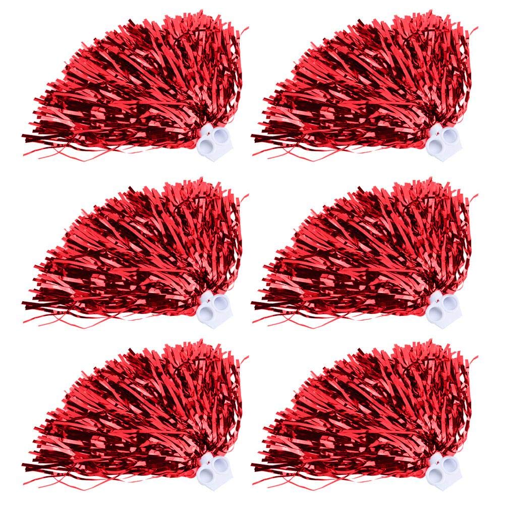 Sports Pom Poms, 6 Pcs Cheer Leading Poms for Party Costume Fancy Dress Dance Sport(Red)