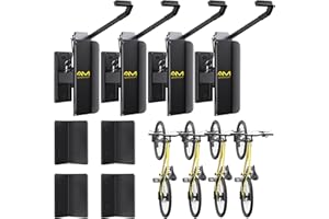 AM ALPHAMOUNT Alphamount AM Swivel Bike Wall Mount, Metal Wall Bike Rack with Durable Sleeves, Space-Saving Vertical Bike Rack with 180° Swivel for Home and Garage, Bike Wall Mount Up to 66 lbs, 4-Pack