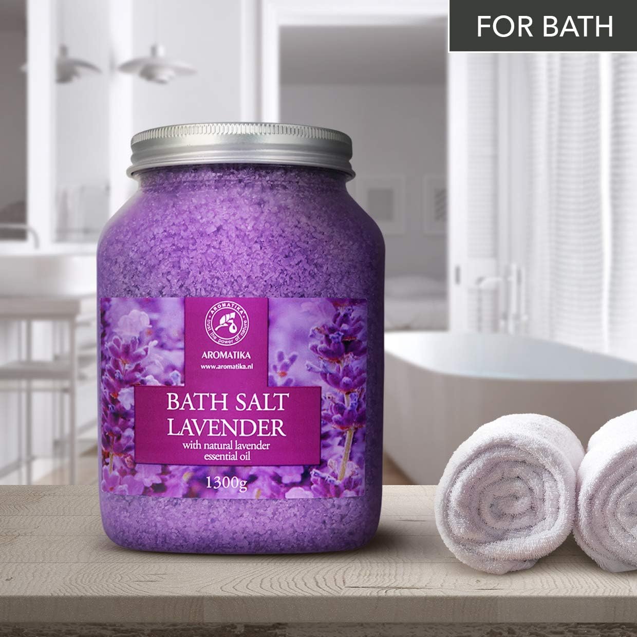 AROMATIKA Lavender Essential Oil Bath Salts, 1300 g Aromatherapy Bath Soak for Sleep & Stress Relief, Calming - Image 4