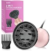 WUFAYHD 2-in-1 Diffuser Hair Dryer for Curly Hair: 1875W Ionic Hair Dryer w/Comb & Diffuser Attachment, Fast Drying, Reduces Frizz, Anti-Heat Handle Blow Dryer with ALCI Plug, Gift for Women Her