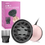 WUFAYHD 2-in-1 Diffuser Hair Dryer for Curly Hair: 1875W Ionic Hair Dryer w/Comb & Diffuser Attachment, Fast Drying, Reduces Frizz, Anti-Heat Handle Blow Dryer with ALCI Plug, Gift for Women Her