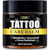 Tattoo Aftercare Balm, Protective Care Formula for New Tattoos, Color Reviving Moisturizer for Old Tattoos with Shea Butter & Coconut Oil, No-Petroleum, Non-Greasy for Men & Women, 100g/3.527oz