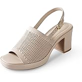 Ankis Black White Nude Heels Platform Heeled Sandals Knit Chunky Block Elastic Slingback Open Toe Ankle Strappy Heels